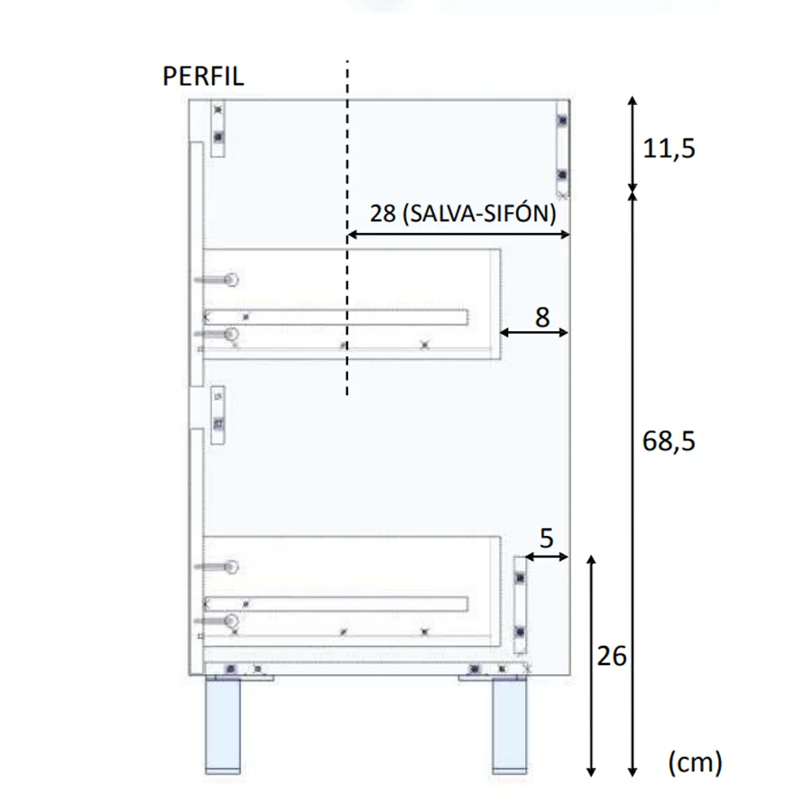 Mobile bagno Shibumi melaminico 2 cassetti specchio e lavabo