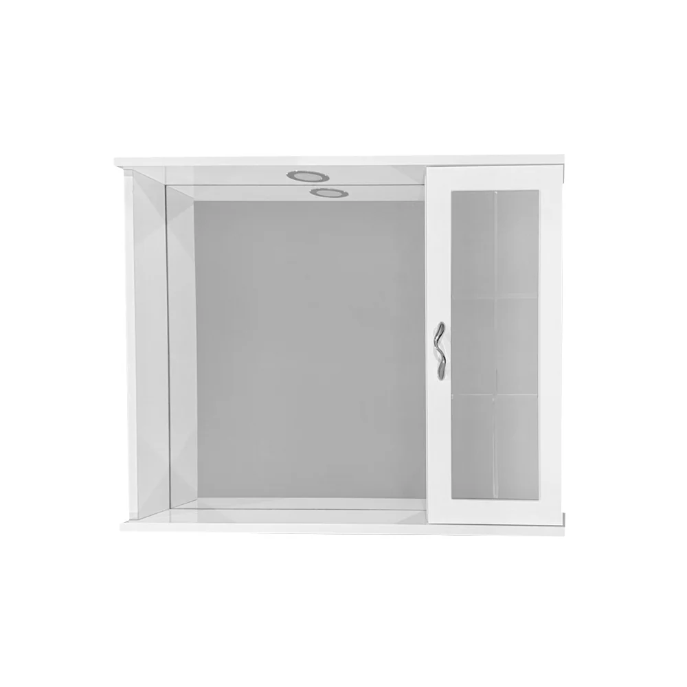 Mueble de baño colgante con espejo y puerta con espejo global con foco cm 72x16x60,5h