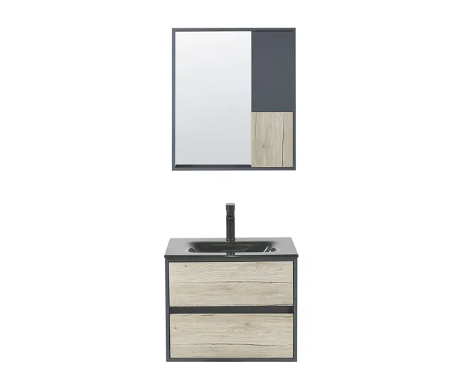Mueble de baño con espejo madera clara/gris 60 cm TERUEL