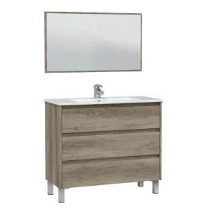 Mueble baño Devin 3 cajones espejo, sin lavabo, Nordik para Organización