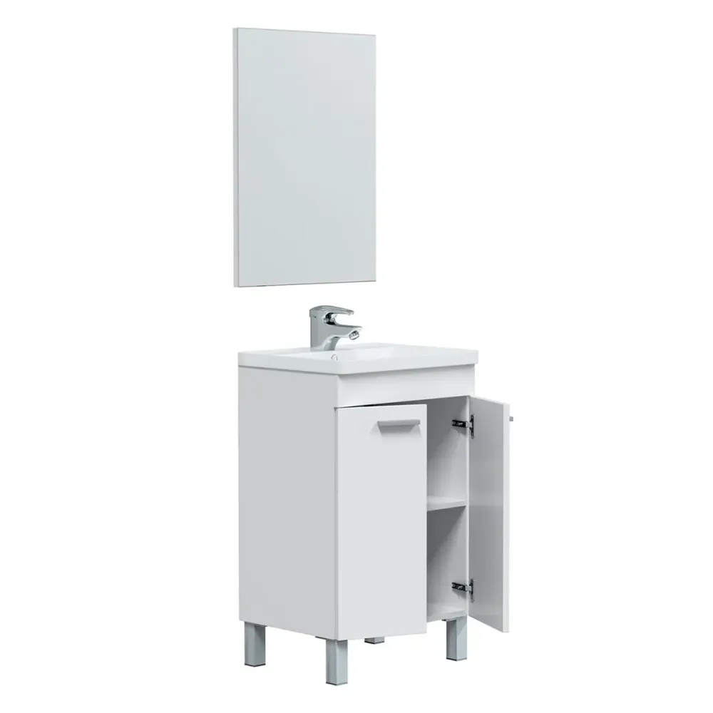 Mueble de baño Koncept 2 puertas + espejo blanco 80x50x40 cm