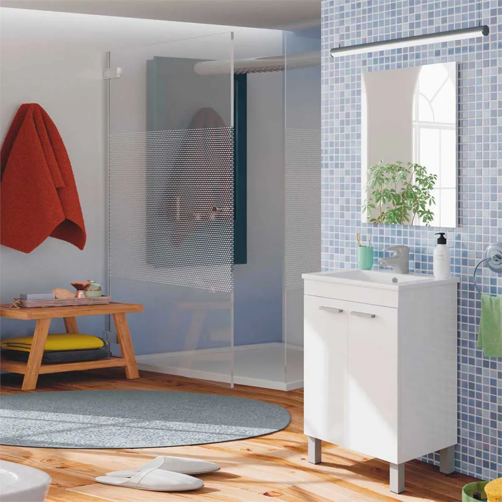 Mueble de baño Koncept 2 puertas + espejo blanco 80x50x40 cm