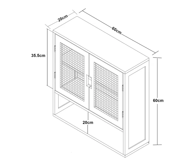 Mueble de baño de pared Tervola 60x60x20 cm - Negro/Bambú