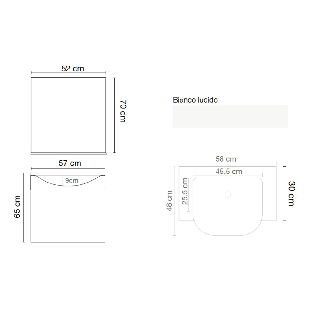 Mueble de baño suspendido con espejo y lavabo integrado modelo Viena - Blanco Radiante