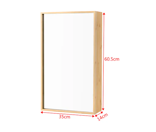 Mueble de pared para baño con espejo Ikorfat estantes ajustables bambú 61 x 35 x 14 cm genuino