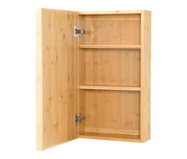 Mueble de pared para baño con espejo Ikorfat estantes ajustables bambú 61 x 35 x 14 cm genuino