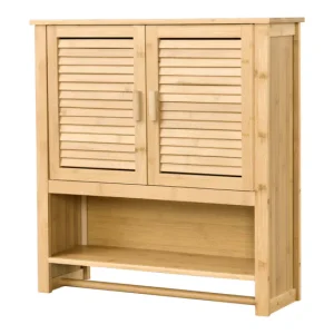 Mueble de pared para baño Tyresö bambú 66 x 62 x 20 cm sin procesar