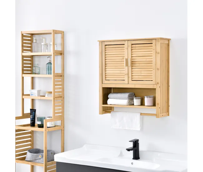 Mueble de pared para baño Tyresö bambú 66 x 62 x 20 cm sin procesar