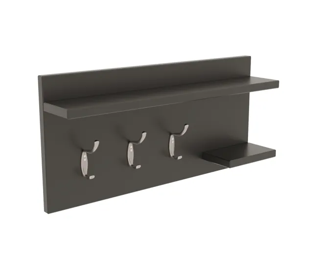 Perchero de pared Ånge 3 ganchos dobles aglomerado 62x12x30cm - Antracita