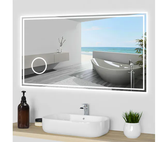 Resistente al Agua Espejo de baño LED 120×70cm + Bluetooth + espejo de aumento + regulable