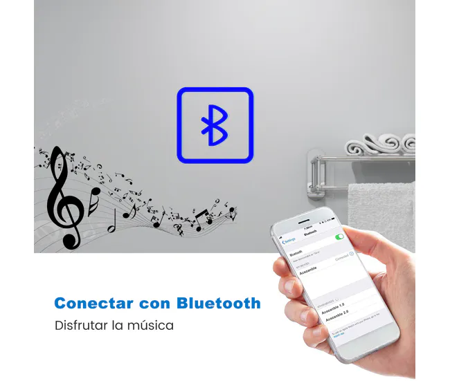 Resistente al Agua Espejo de baño LED 140×80cm+Bluetooth+Antivaho