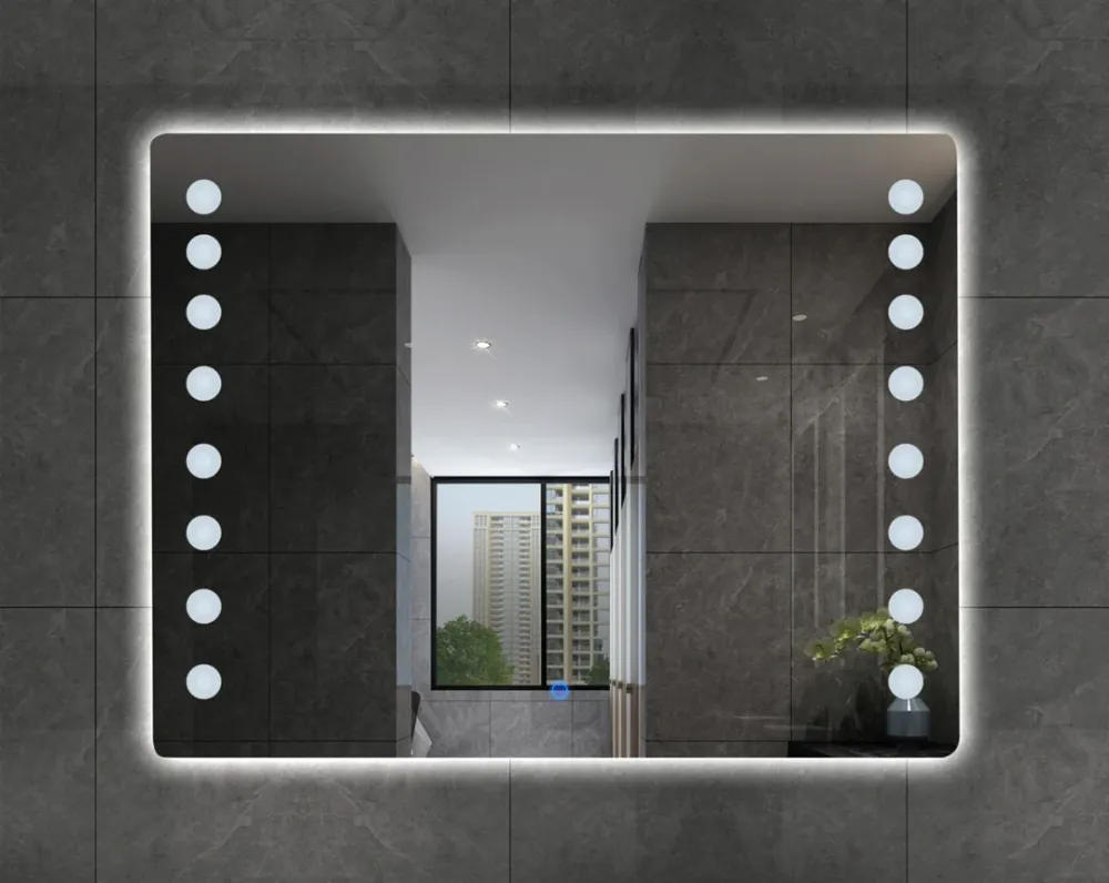 Resistente al Agua ESPEJO LED RECTANGULAR PLATEADO C/LUZ BLANCA 80*60CM