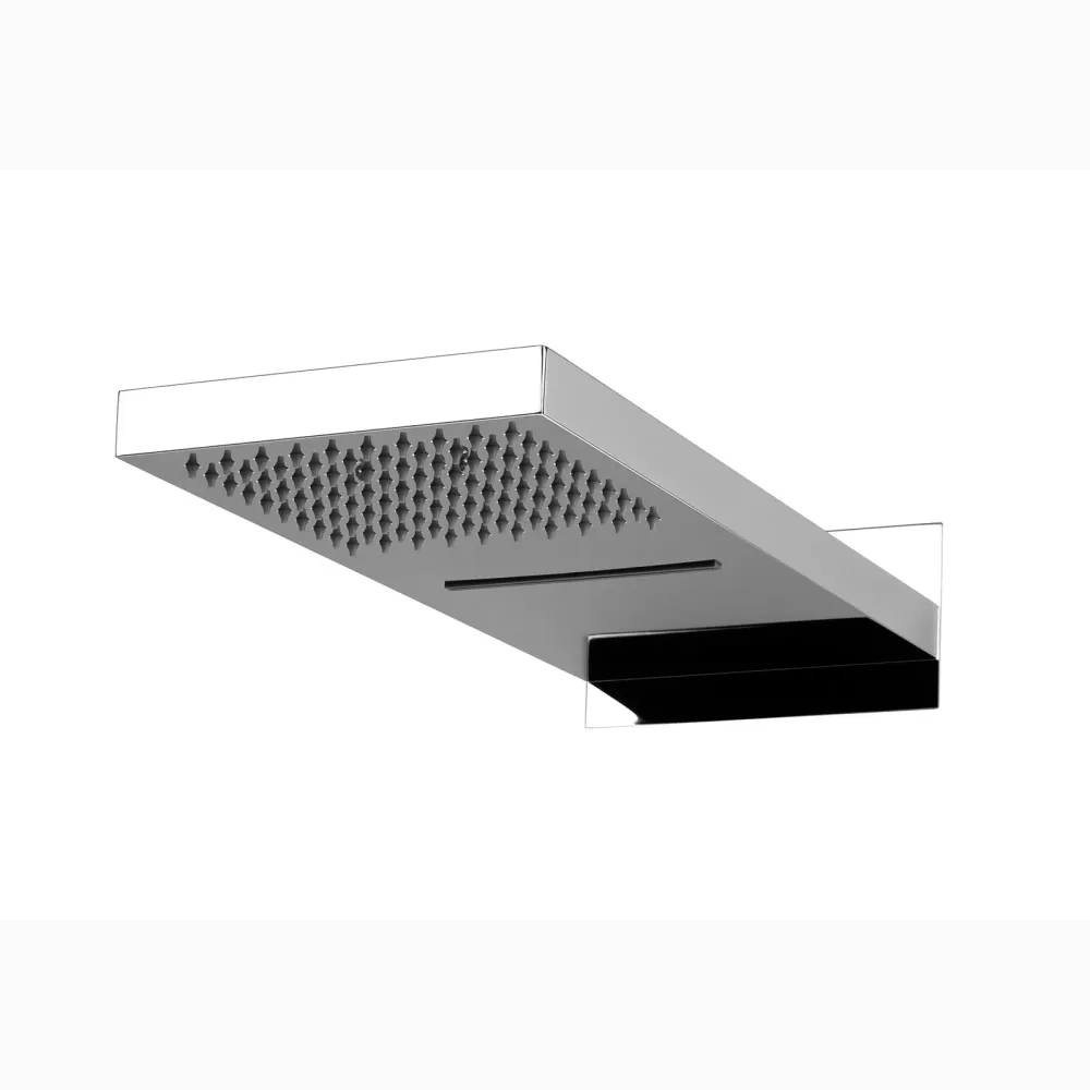 Soffione doccia muro cascata e pioggia 500x200 mm acciaio inox doppio getto