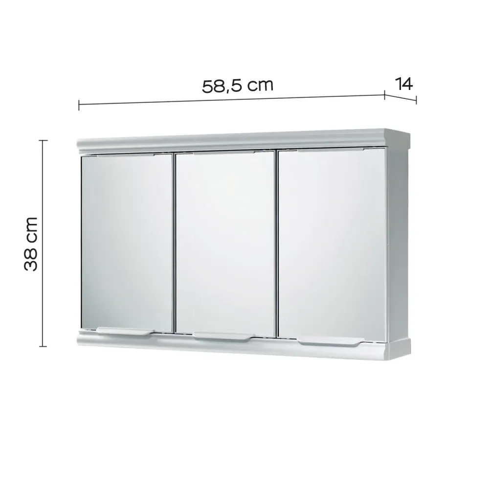 Specchio contenitore con 3 ante e 2 ripiani modello Princess di Gedy - Bianco