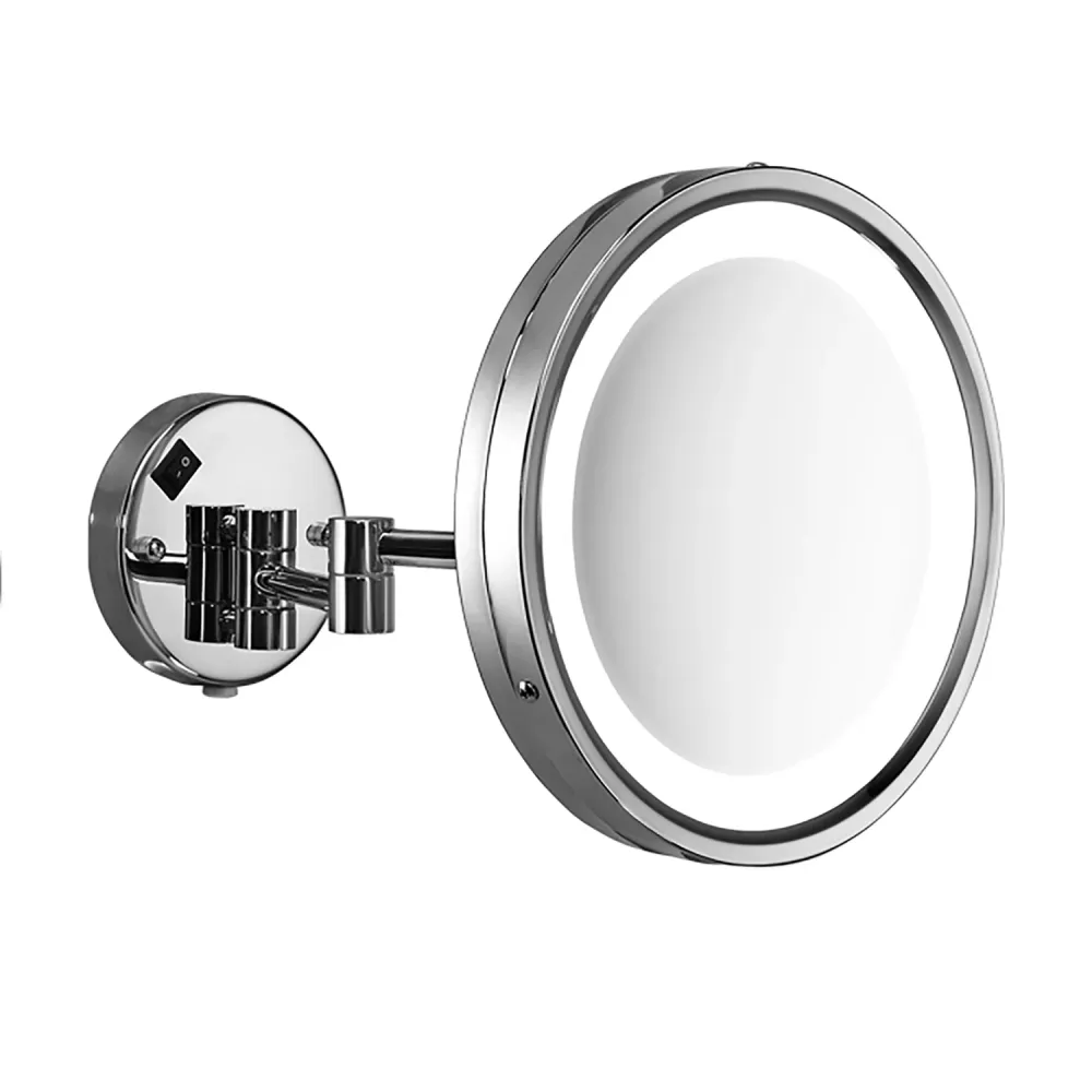 Specchio ingranditore Vincent 5X da muro con luce LED - Cromato