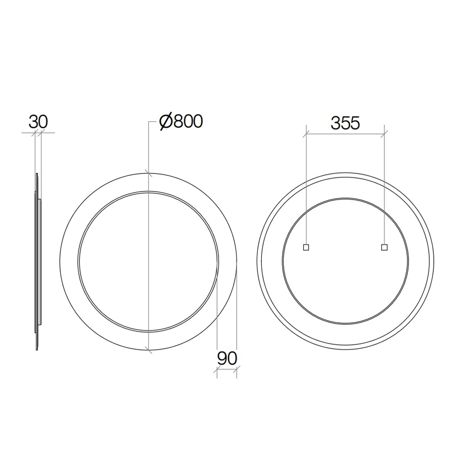 Specchio tondo con cornice illuminata da parete Lineabeta Speci diametro cm 80. Luce led