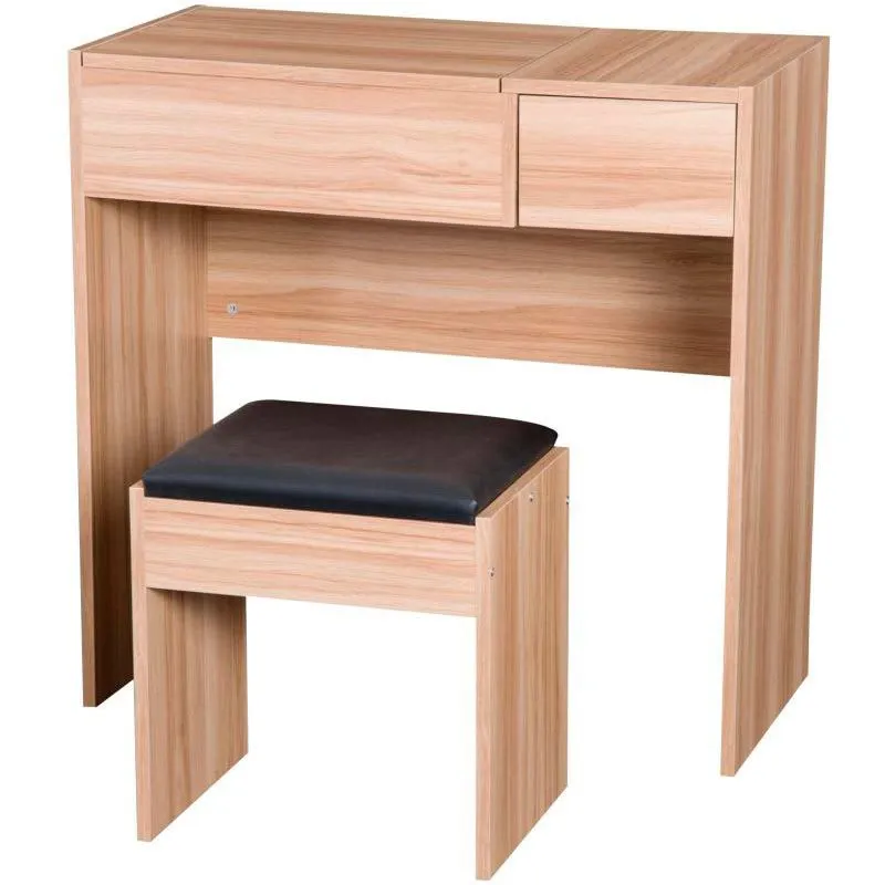 Tocador con taburete Homcom con espejo abatible madera