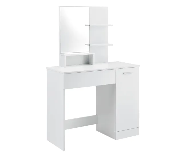 Tocador Krugersdorp Mesa de Maquillaje con Espejo aglomerado 138 x 90 x 38 cm - Blanco