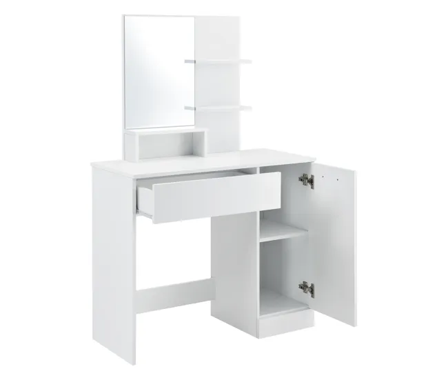 Tocador Krugersdorp Mesa de Maquillaje con Espejo aglomerado 138 x 90 x 38 cm - Blanco