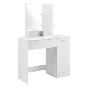 Tocador Krugersdorp Mesa de Maquillaje con Espejo aglomerado 138 x 90 x 38 cm - Blanco
