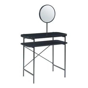 Tocador maquillaje Hjelmeland con espejo 129x80x44cm - Negro