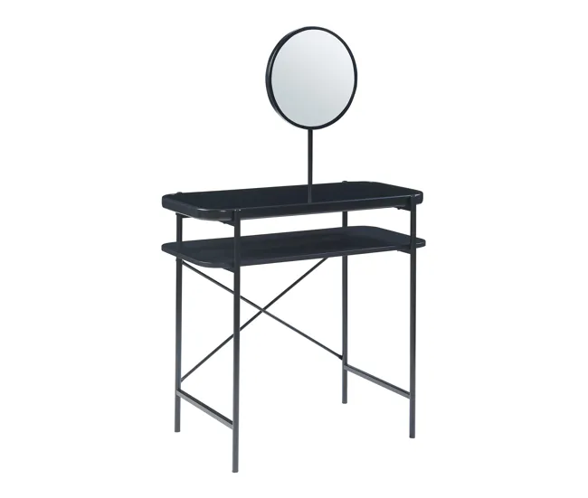 Tocador maquillaje Hjelmeland con espejo 129x80x44cm - Negro