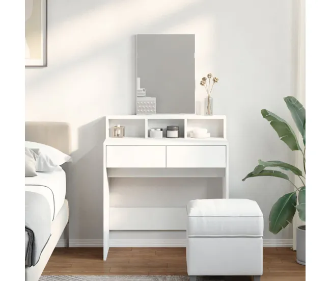 vidaXL Tocador con espejo blanco 80x41x144,5 cm