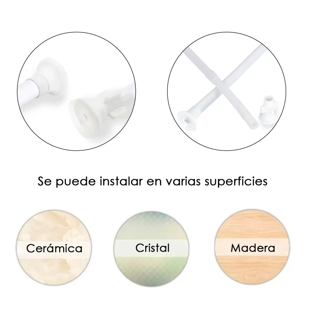 Barra extensible para ropero y cortina de ducha - 70 120 cm Blanco
