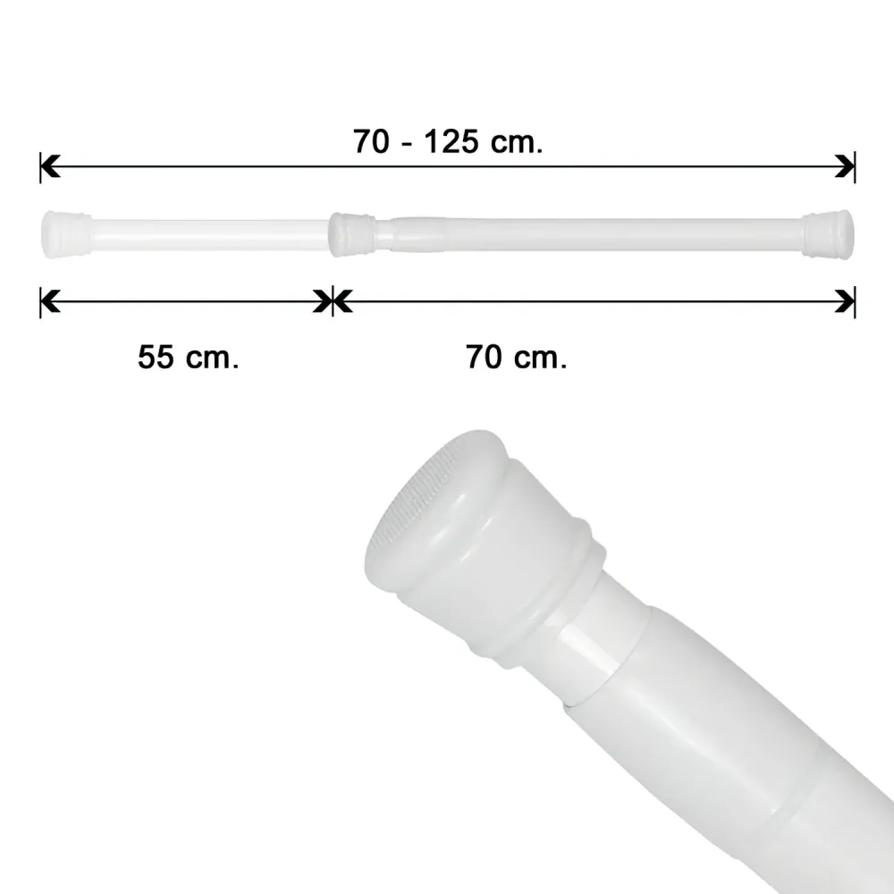 Barra Para Cortina Ducha Extensible Aluminio Blanco 70 125 cm.