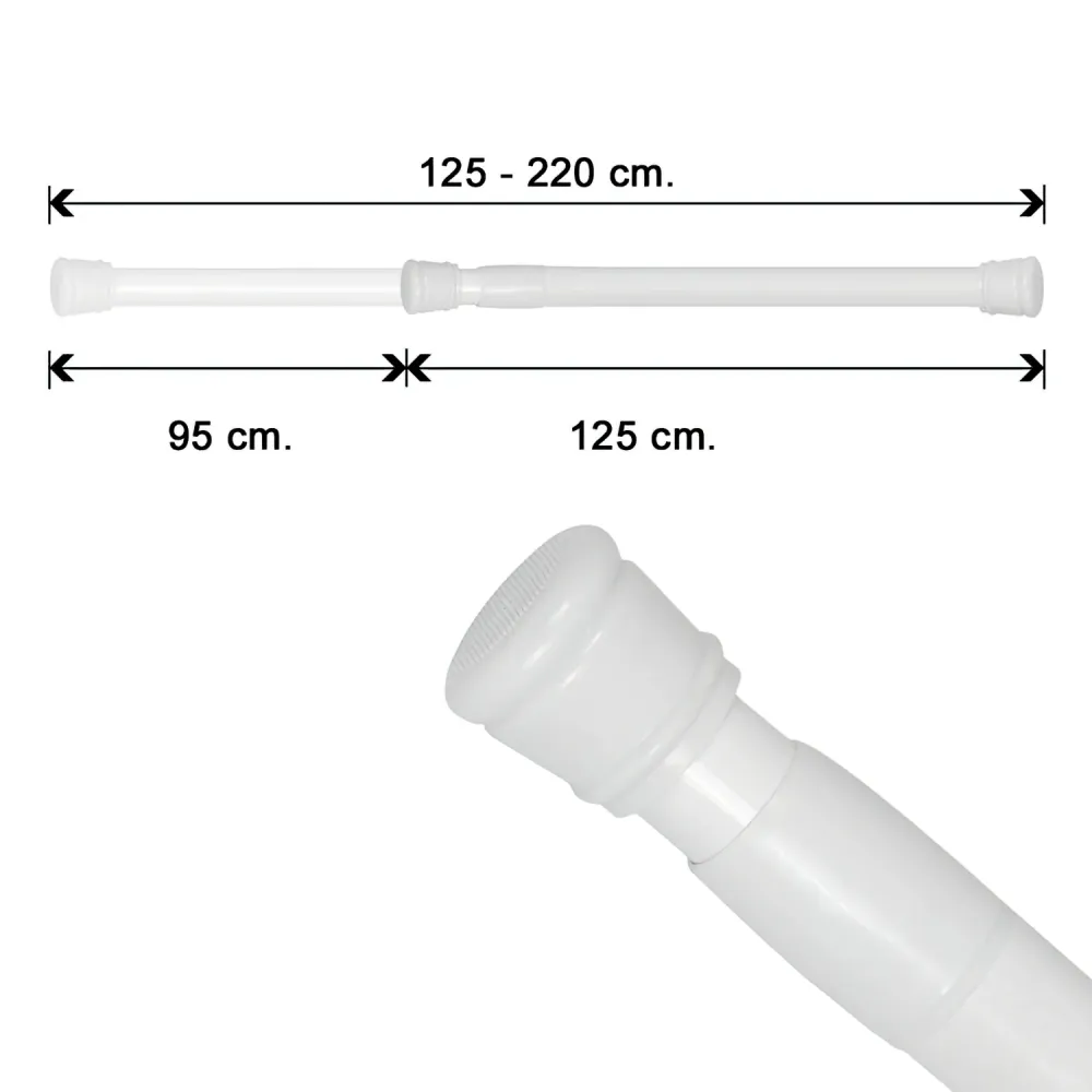 Barra Para Cortina Ducha Extensible Aluminio Blanco125 220 cm.