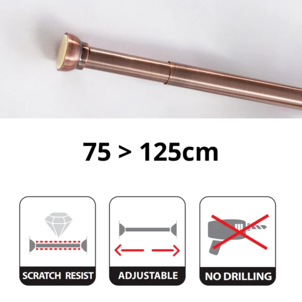 Barra para cortina de ducha/bañera extensible sin taladrar en aluminio de Spirella Kreta cobre 125-220 cm