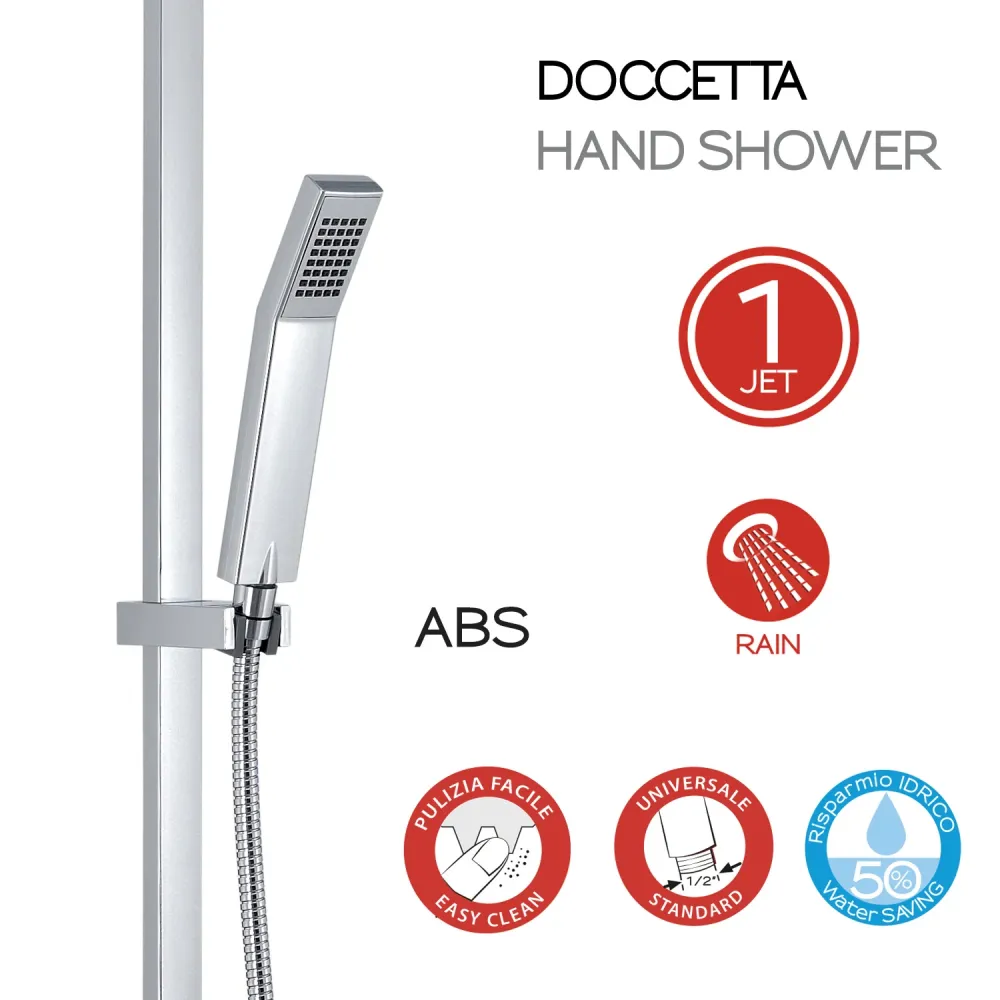 Colonna doccia estensibile con soffione quadrato e doccetta modello Star Mix 01 di Gedy - Cromato