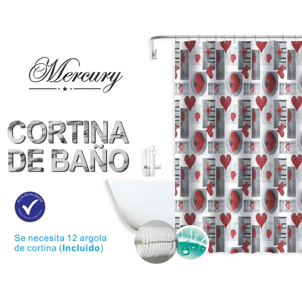 Cortina de baño impermeable de diseño contemporáneo - Corazón