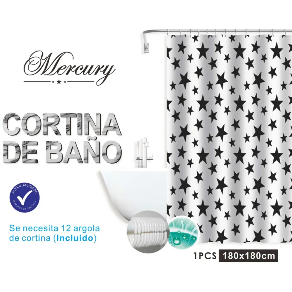 Cortina de baño impermeable de diseño reciente - Estrella