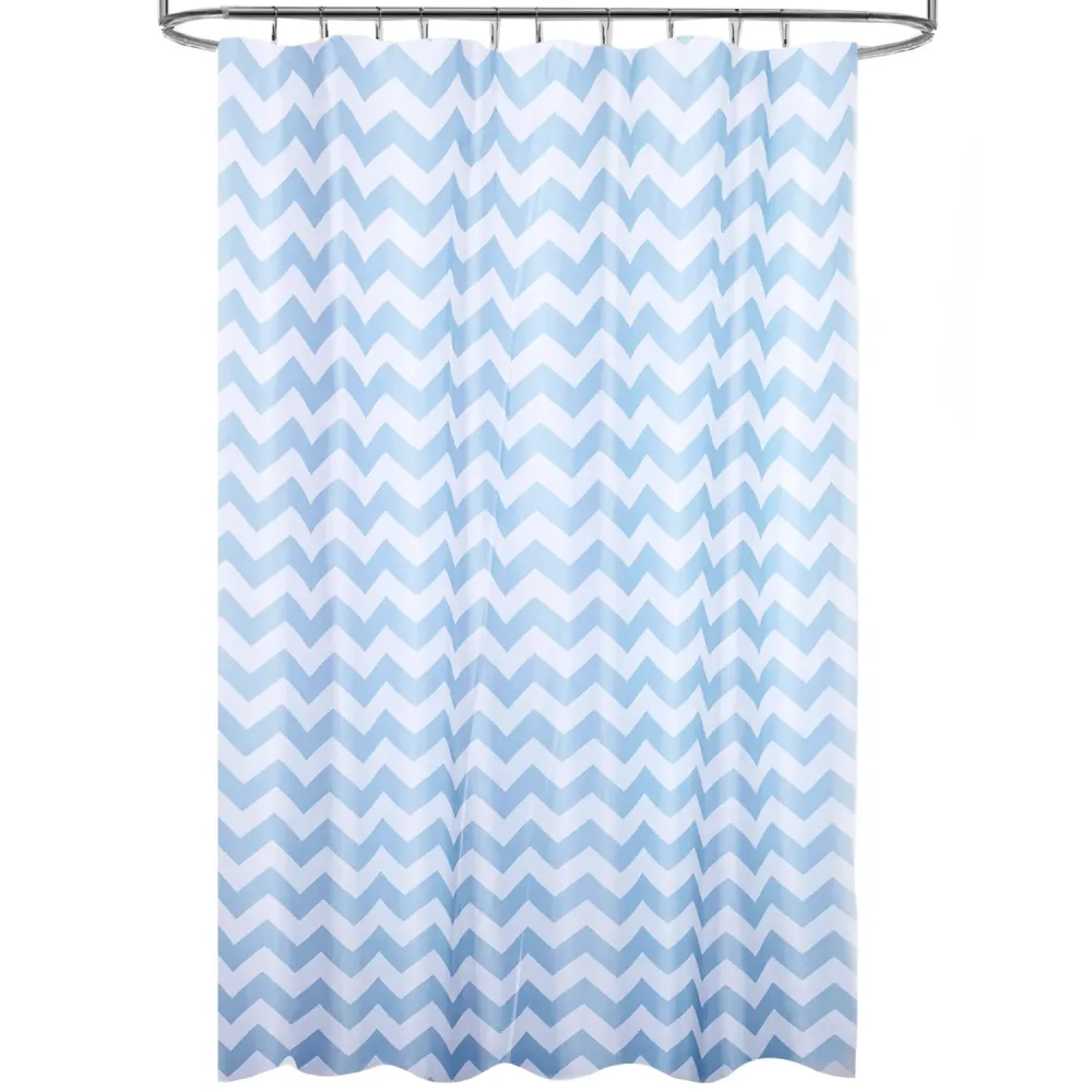 Cortina Ducha Tela Rayas Azul 180 x 200 cm. Cortina baño, Cortina Tela Impermeable Con Anillas
