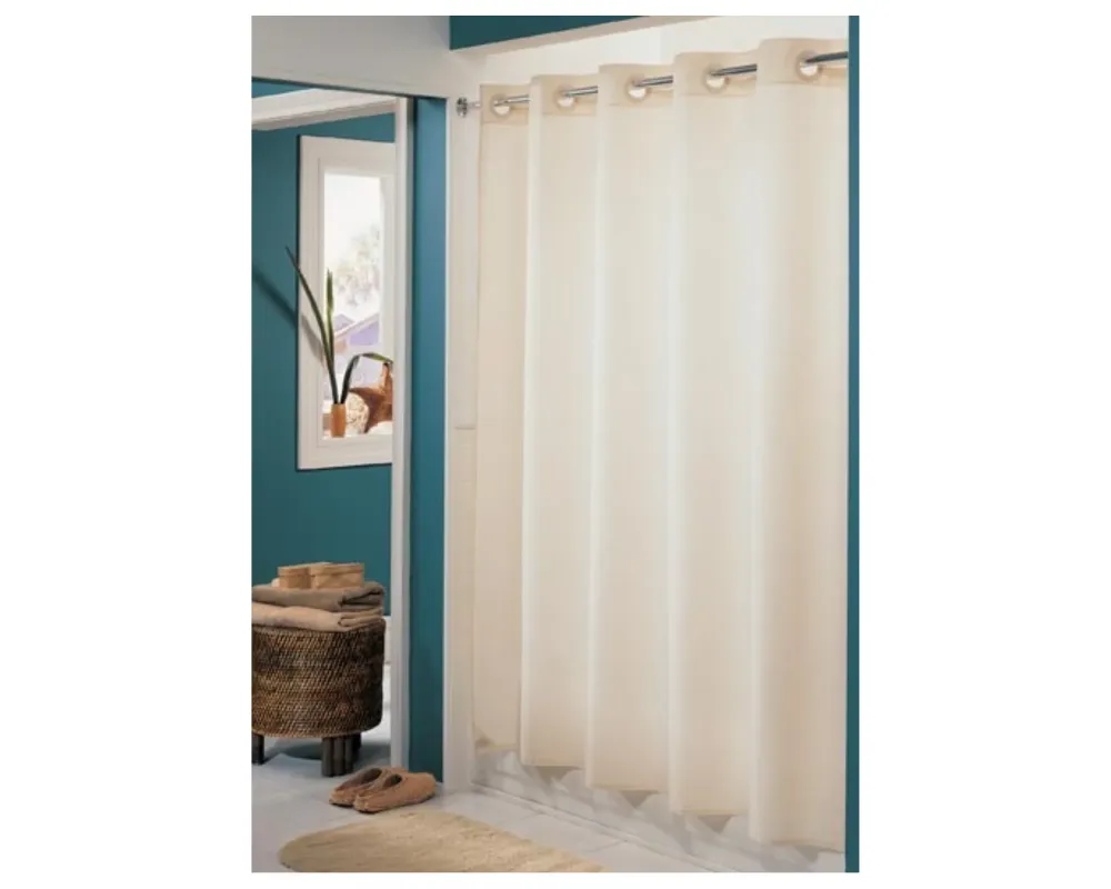 Cortina Para Baño Hookless Anillos Flexibles Hotel Marfil