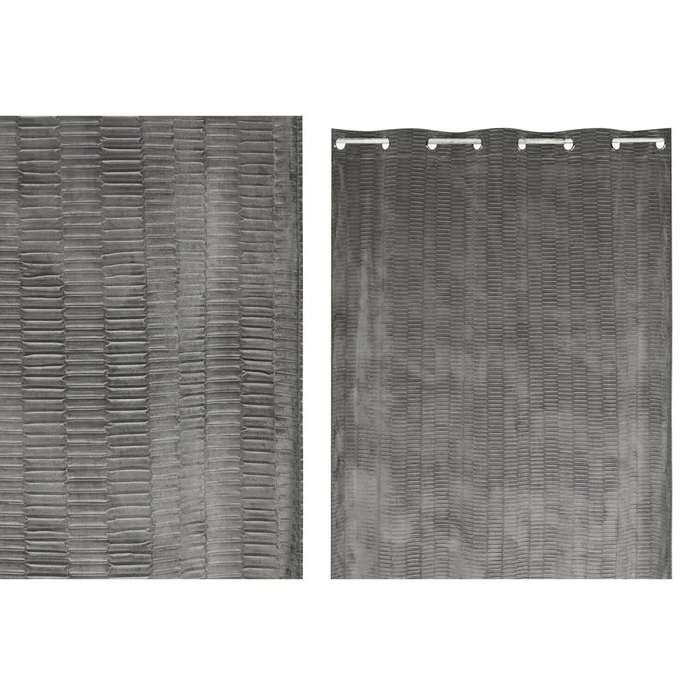 CORTINA POLIESTER 140X260 8 ANILLAS GRIS OBVIO