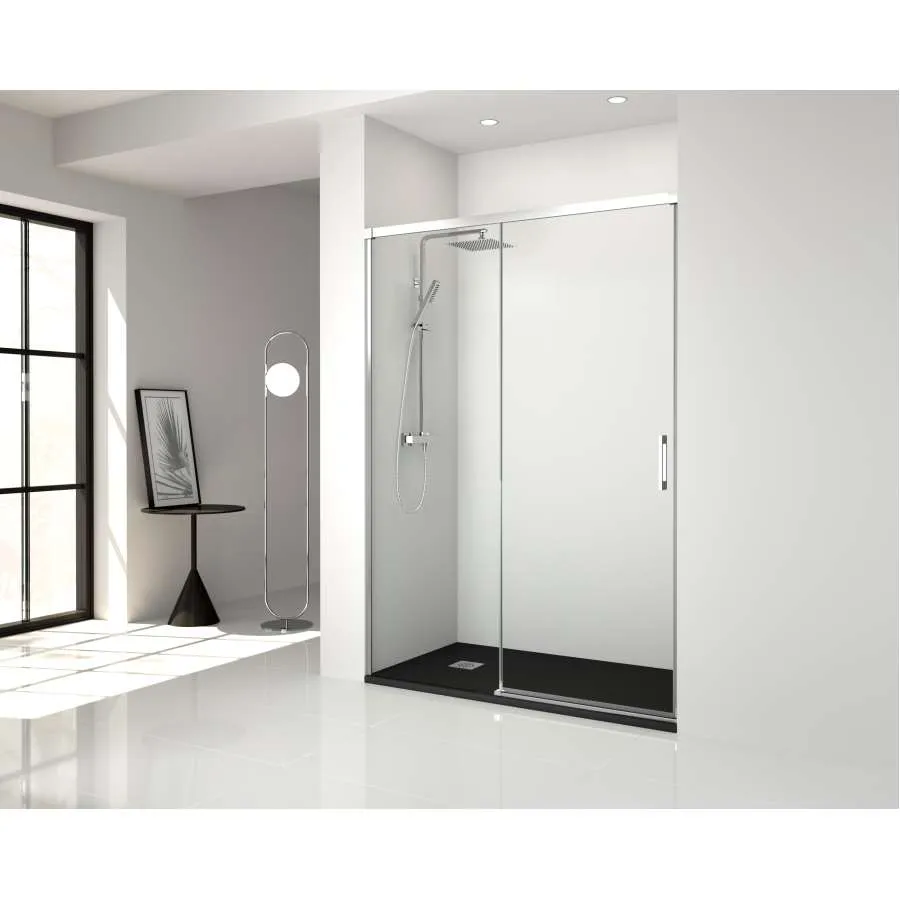 Mampara Ducha Front Milos 1F+1C 140Cm Cromo Crs Transparente