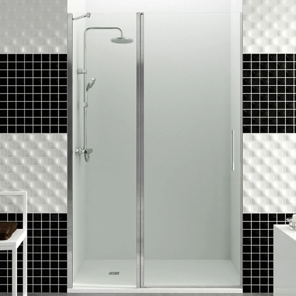 Ducha de nicho de 90 cm de GME modelo Open con puerta abatible de 70 cm con cierre magnético en la pared con Garantí de 2 ños