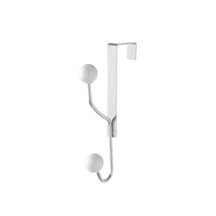 Percha puerta 2 ganchos acero cromado 2,80 x 10,50 x 7,50 cm