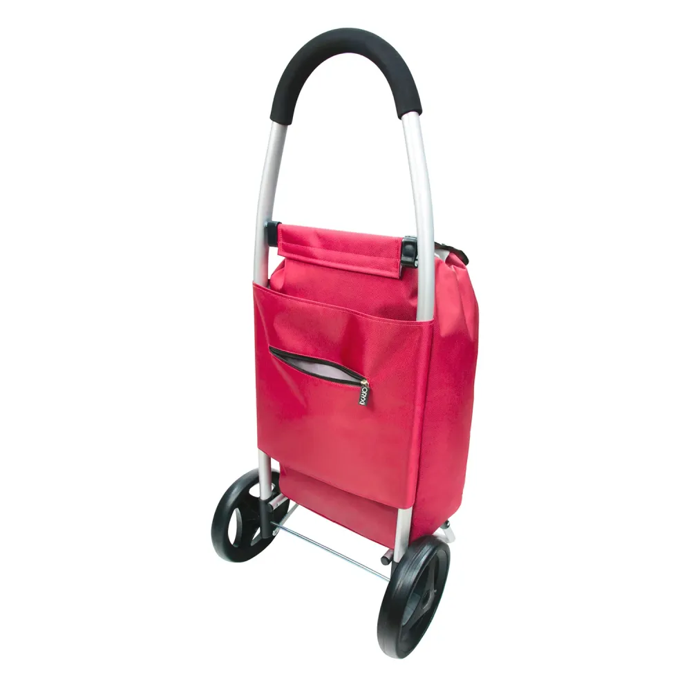 Carro De La Compra Aluminio Con Ganchos 2 Ruedas Burdeos 50 Litros Carrito De La Compra Con Bolsa Térmica Refrigeración