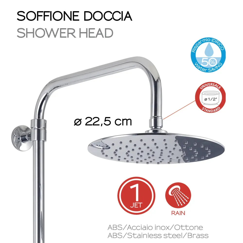 Colonna doccia con miscelatore 4 getti e soffione modello Star Plus 00 di Gedy - Cromato