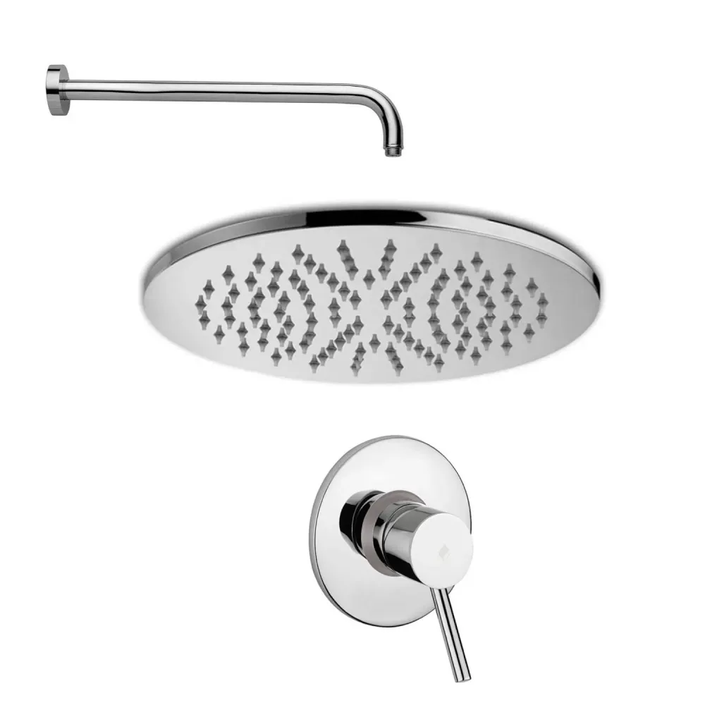 Juego de cabezal de ducha redondo con brazo redondo y mezclador empotrado para ducha Cromo Paffoni