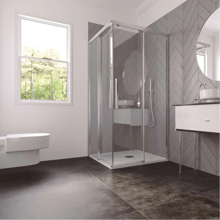 Mampara Ducha Ang. Indico 2F+2C 120X70 Cromo Crs Transp