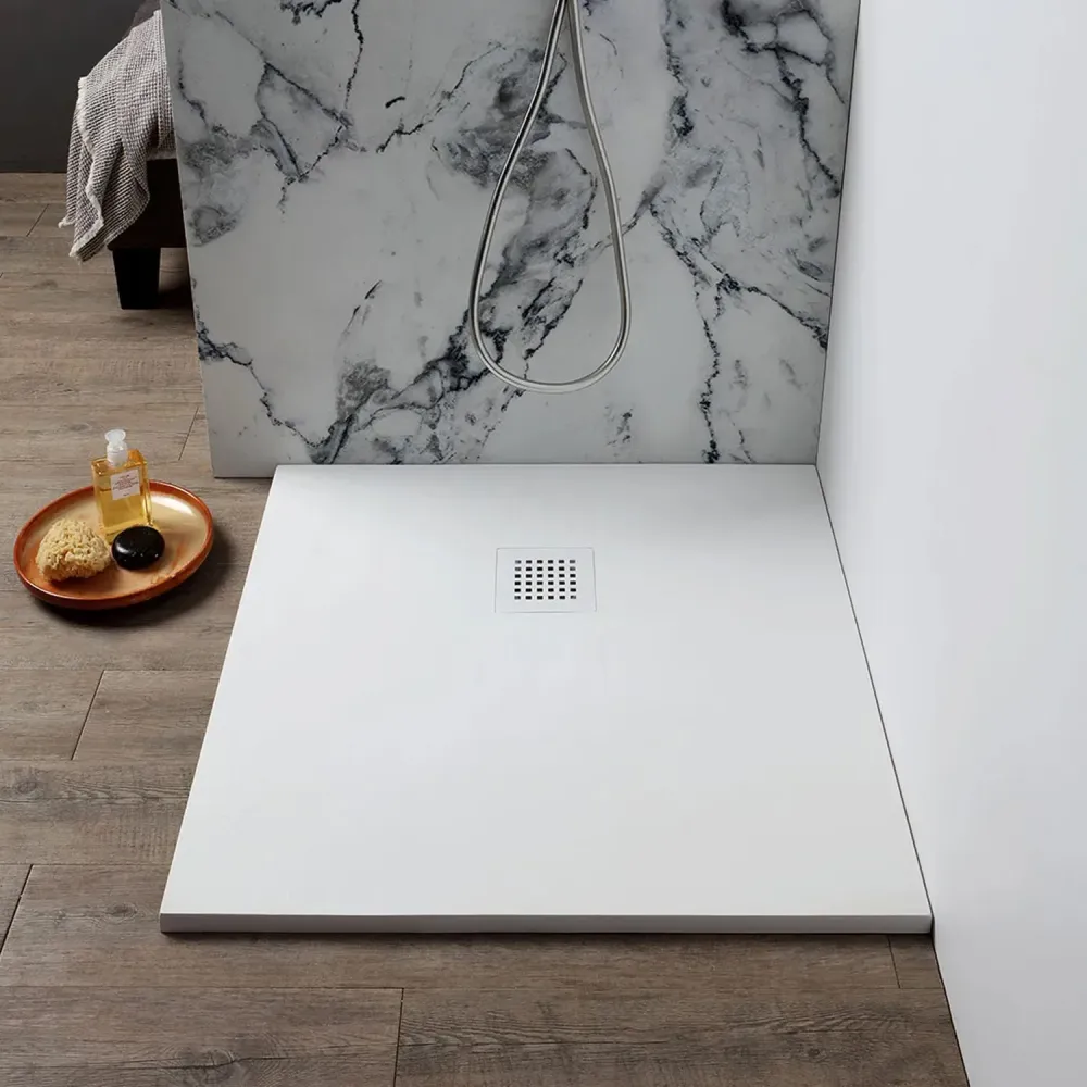 Piatto doccia resina 70x70 cm effetto Pietra serie Mirage - Bianco