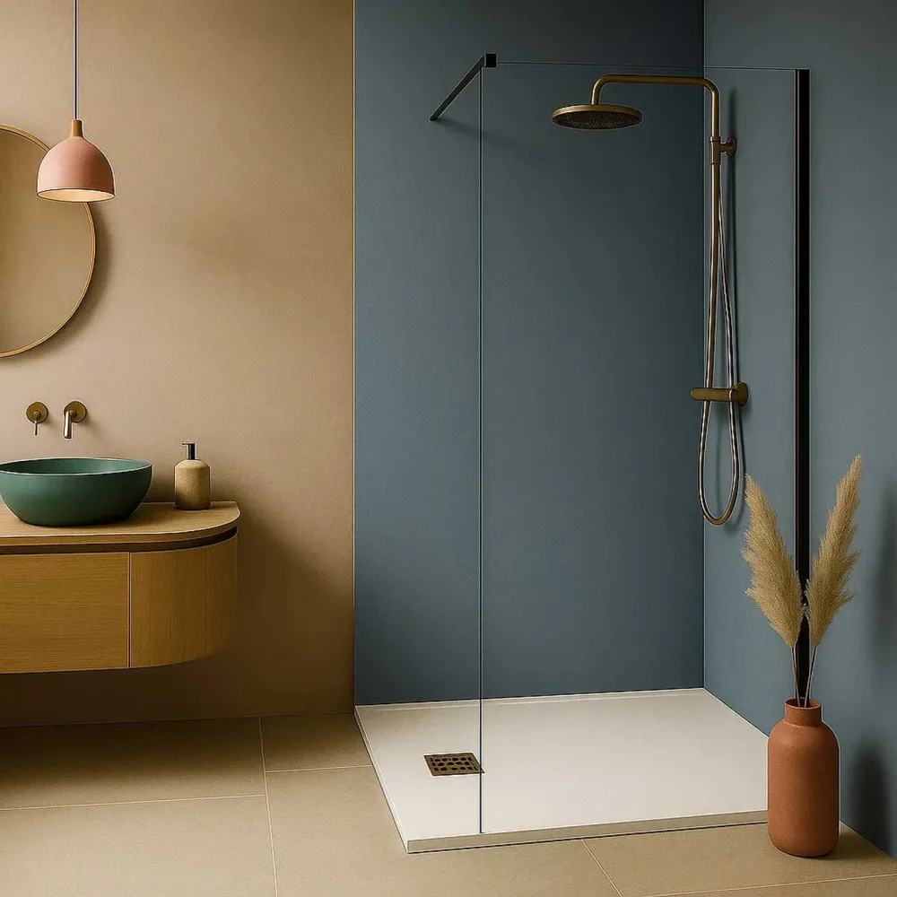 Plato de ducha en mineralmármol natural modelo Lythos 80x120 cm blanco