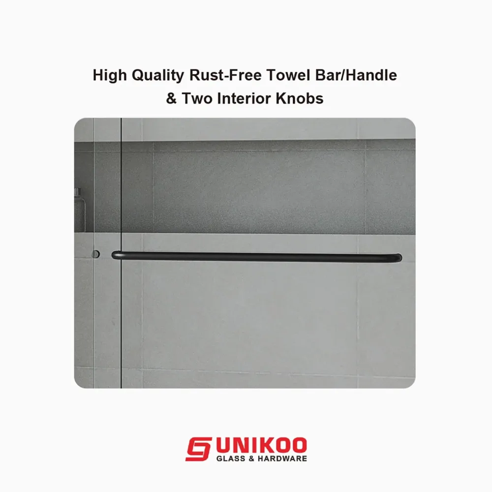 Puerta de ducha corredera doble UNIKOO de 56"-60" de ancho × 72" de grande, semiframeless, de acero inoxidable, en negro m...