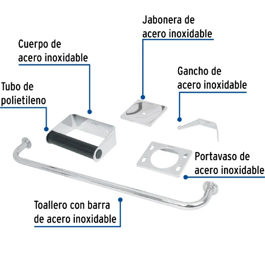 Canasta de Baño Juego accesorios baño, 5 piezas, esencial