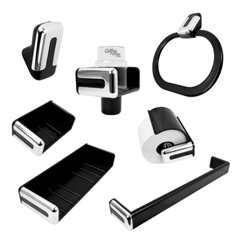Colgador de Toallas Juego De Accesorios Para Baño Abs Color Negro X7 Piezas