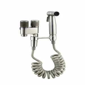 Colgador de Toallas Juego de Ducha Higiénica Tipo Bidet Aquafina con acabado Satinado - ABS y Acero Inoxidable